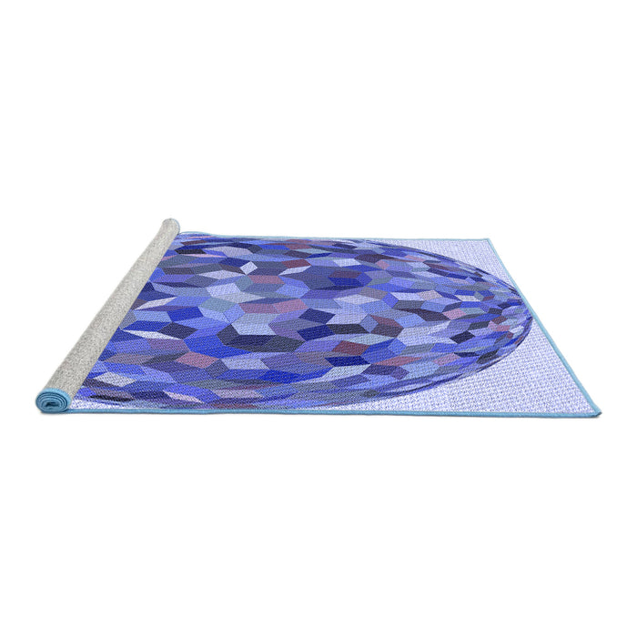 Sideview of Machine Washable Transitional Blue Rug, wshpat2675blu