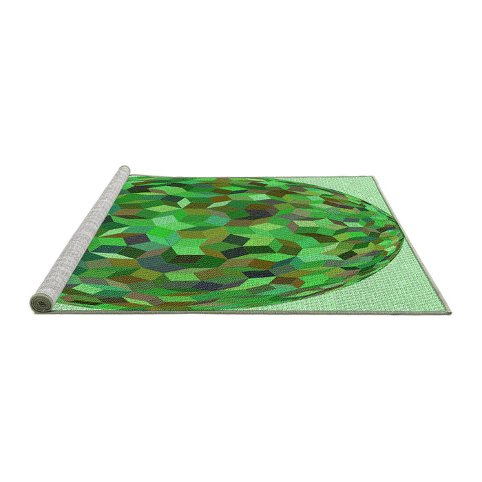 Sideview of Machine Washable Transitional Green Rug, wshpat2675grn