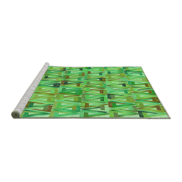 Sideview of Machine Washable Transitional Emerald Green Rug, wshpat2676grn