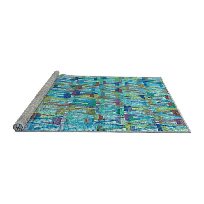 Sideview of Machine Washable Transitional Deep-Sea Green Rug, wshpat2676lblu