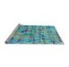 Sideview of Machine Washable Transitional Deep-Sea Green Rug, wshpat2676lblu