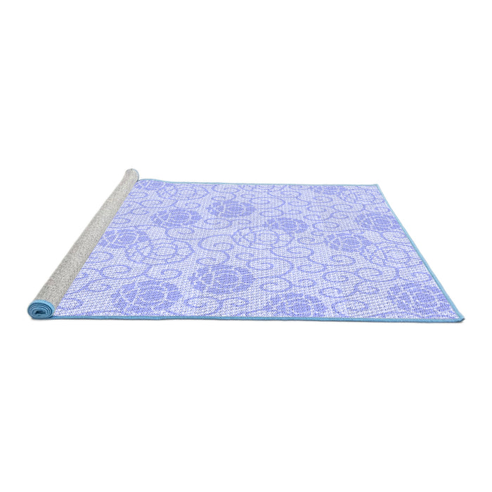 Sideview of Machine Washable Transitional Lavender Blue Rug, wshpat2677blu