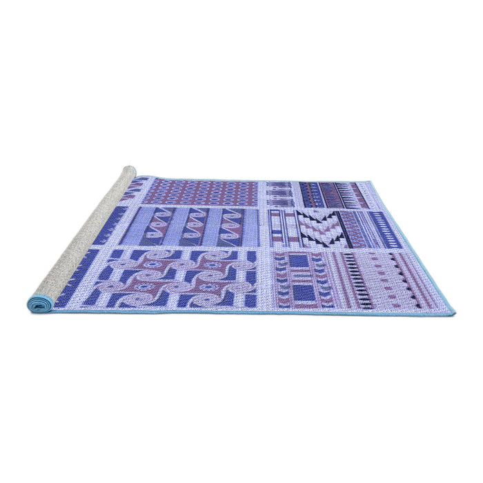 Sideview of Machine Washable Transitional Slate Blue Rug, wshpat2678blu