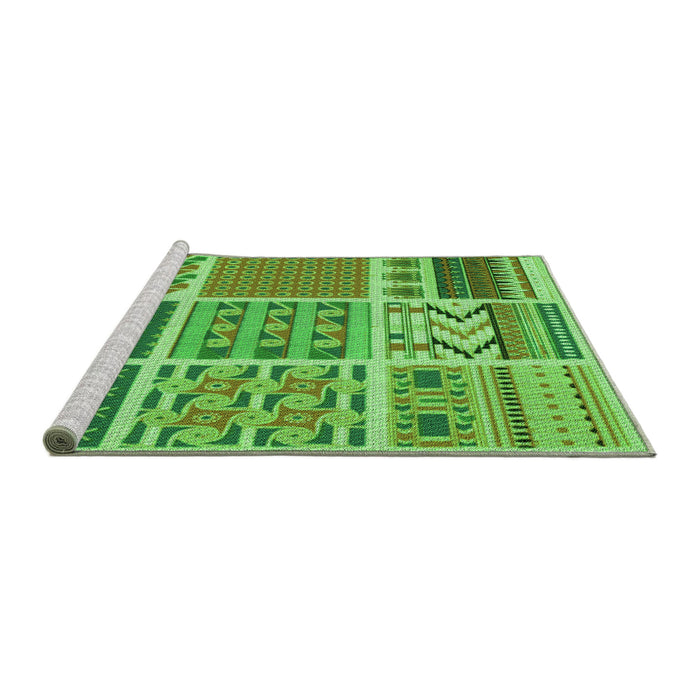 Sideview of Machine Washable Transitional Emerald Green Rug, wshpat2678grn