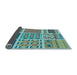 Thickness of Patterned Turquoise Green Rug, pat2678lblu