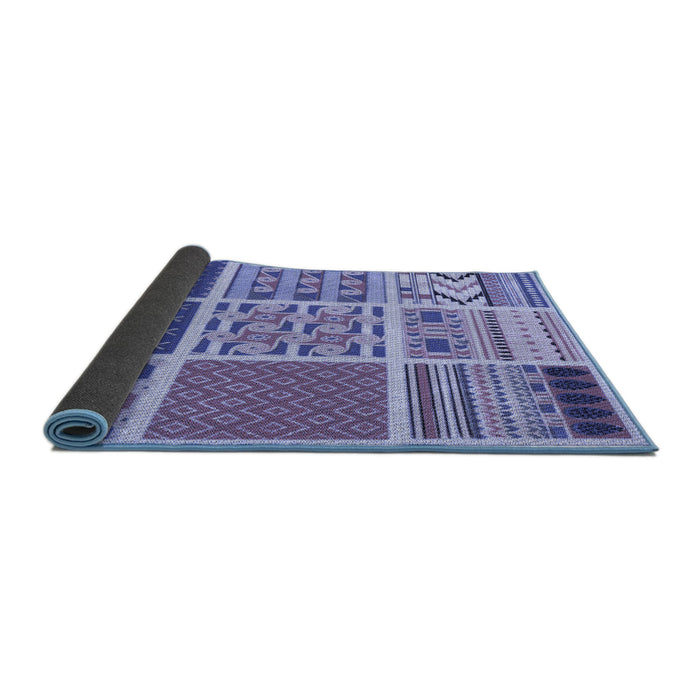 Thickness of Patterned Slate Blue Rug, pat2679blu