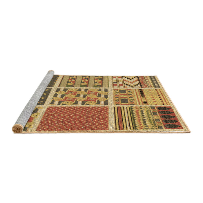 Sideview of Machine Washable Transitional Yellow Rug, wshpat2679brn