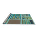 Sideview of Machine Washable Transitional Turquoise Green Rug, wshpat2679lblu