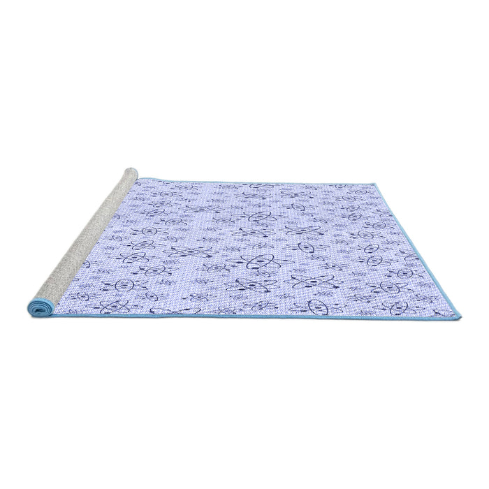 Sideview of Machine Washable Transitional Lavender Blue Rug, wshpat268blu