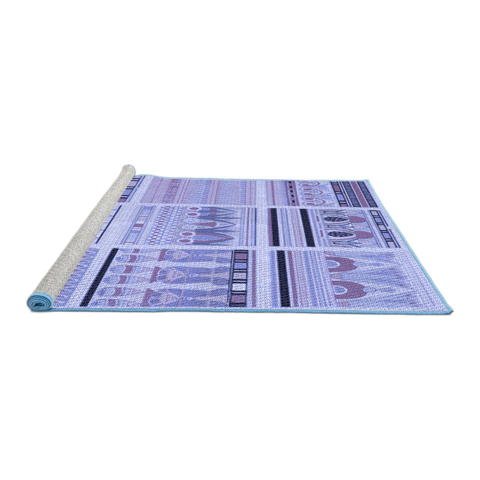 Sideview of Machine Washable Transitional Pastel Blue Rug, wshpat2680blu