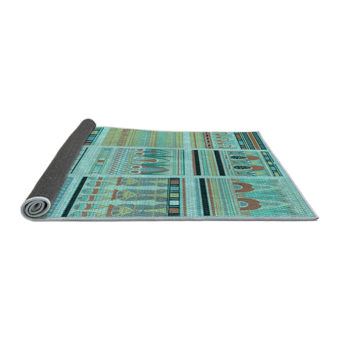 Thickness of Patterned Dull-Sea Green Rug, pat2680lblu