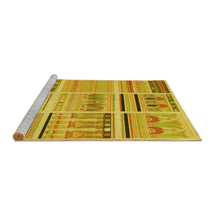 Sideview of Machine Washable Transitional Yellow Rug, wshpat2680yw