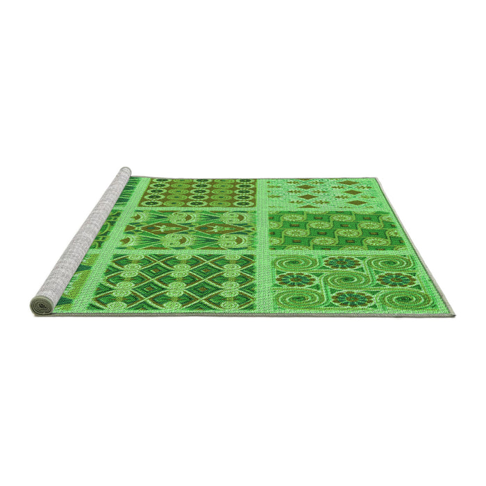 Sideview of Machine Washable Transitional Emerald Green Rug, wshpat2681grn