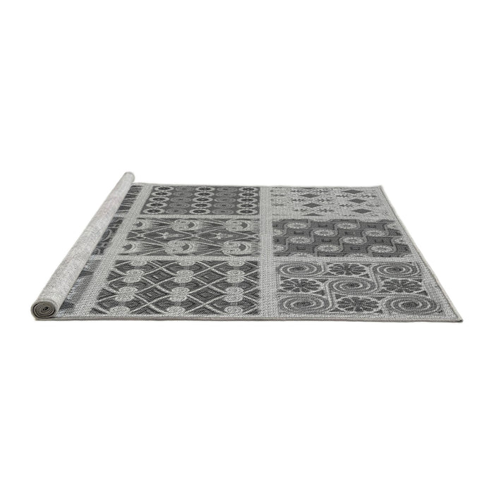 Sideview of Machine Washable Transitional Silver Gray Rug, wshpat2681gry