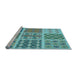 Sideview of Machine Washable Transitional Green Rug, wshpat2681lblu