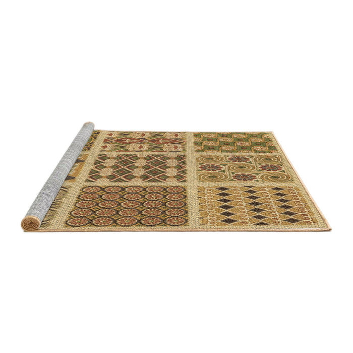 Sideview of Machine Washable Transitional Yellow Orange Rug, wshpat2682brn