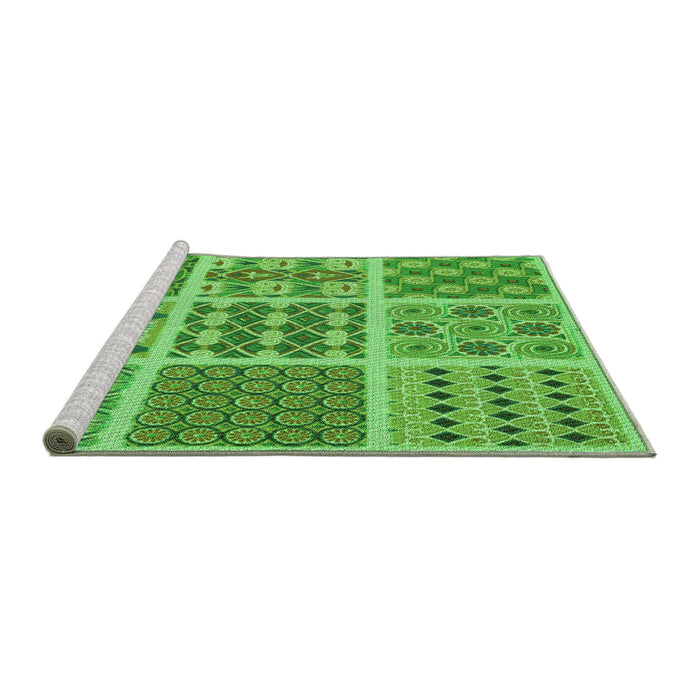 Sideview of Machine Washable Transitional Emerald Green Rug, wshpat2682grn