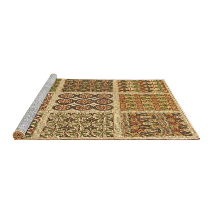 Sideview of Machine Washable Transitional Yellow Rug, wshpat2683brn