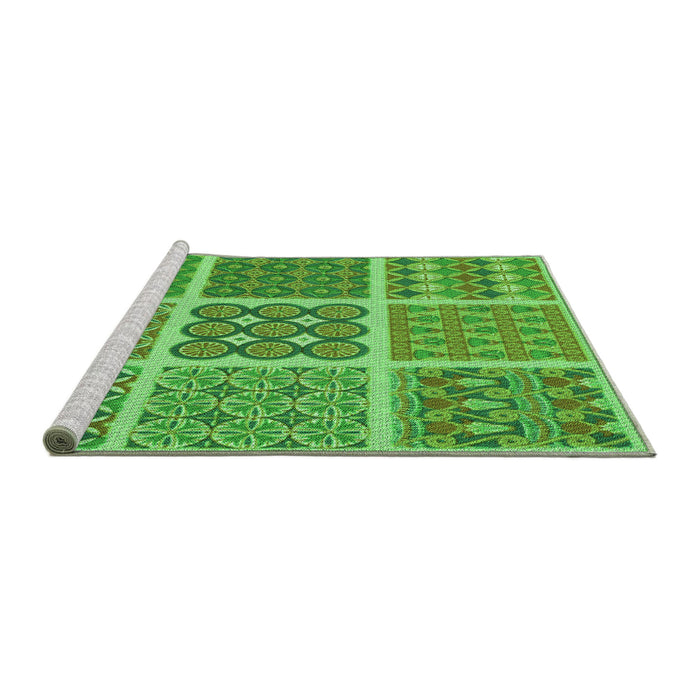 Sideview of Machine Washable Transitional Emerald Green Rug, wshpat2683grn