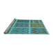 Sideview of Machine Washable Transitional Turquoise Green Rug, wshpat2683lblu