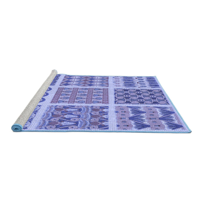 Sideview of Machine Washable Transitional Jeans Blue Rug, wshpat2684blu