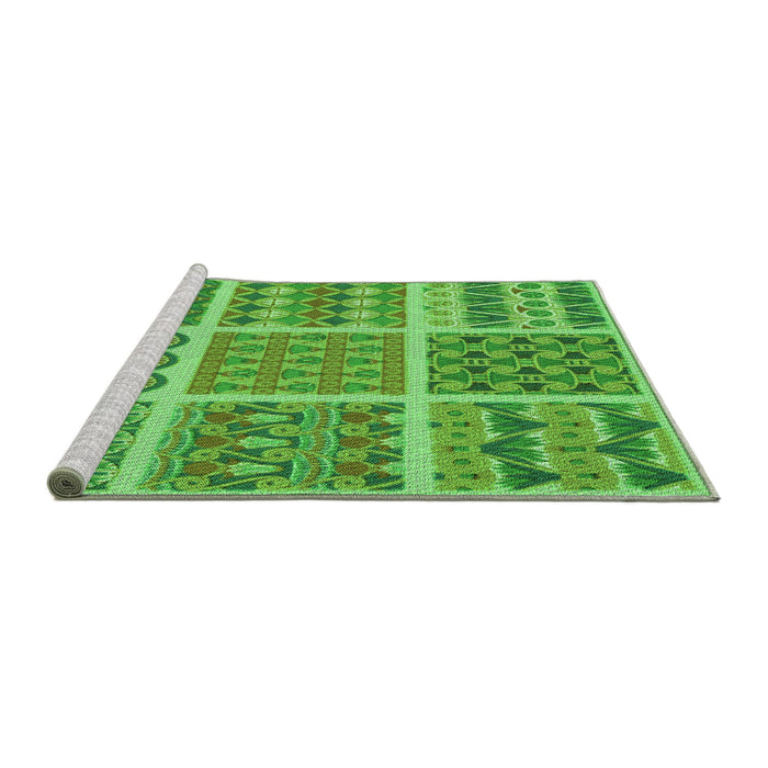 Sideview of Machine Washable Transitional Emerald Green Rug, wshpat2684grn