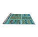 Sideview of Machine Washable Transitional Turquoise Green Rug, wshpat2684lblu