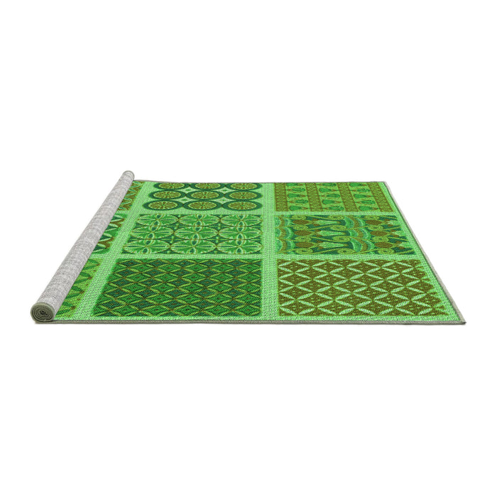 Sideview of Machine Washable Transitional Emerald Green Rug, wshpat2685grn