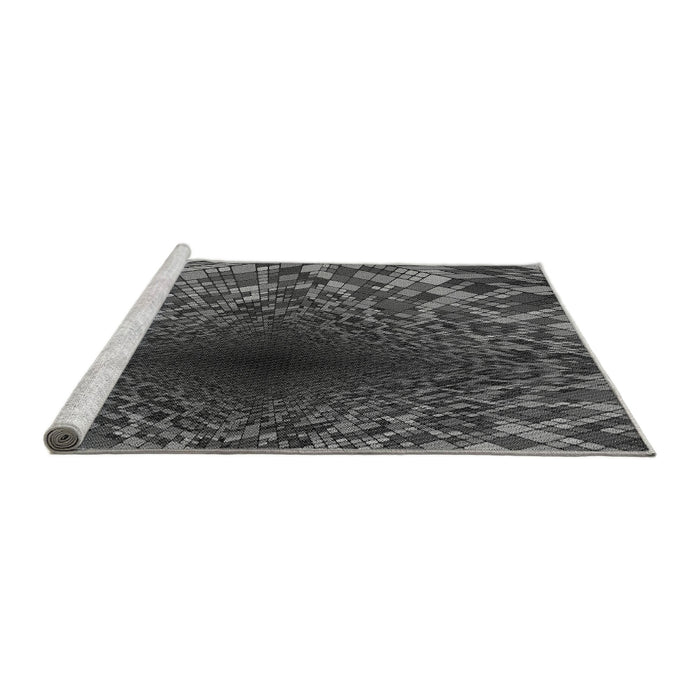 Sideview of Machine Washable Transitional Charcoal Black Rug, wshpat2686gry
