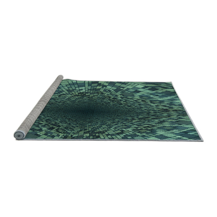 Sideview of Machine Washable Transitional Mint Green Rug, wshpat2686lblu