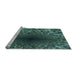 Sideview of Machine Washable Transitional Mint Green Rug, wshpat2686lblu