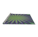 Sideview of Machine Washable Transitional Green Rug, wshpat2687lblu