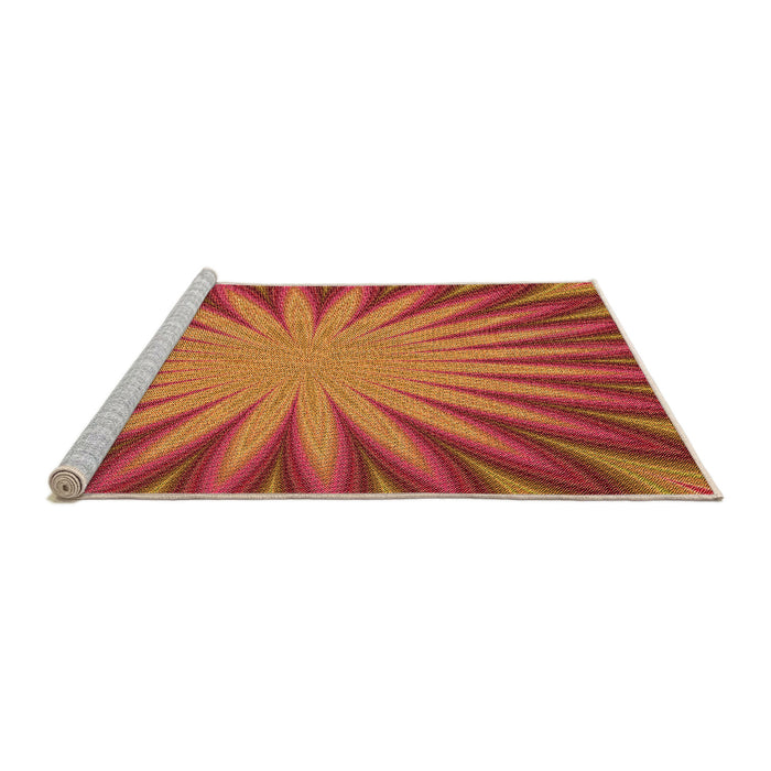 Sideview of Machine Washable Transitional Neon Orange Rug, wshpat2687org