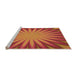 Sideview of Machine Washable Transitional Neon Orange Rug, wshpat2687org