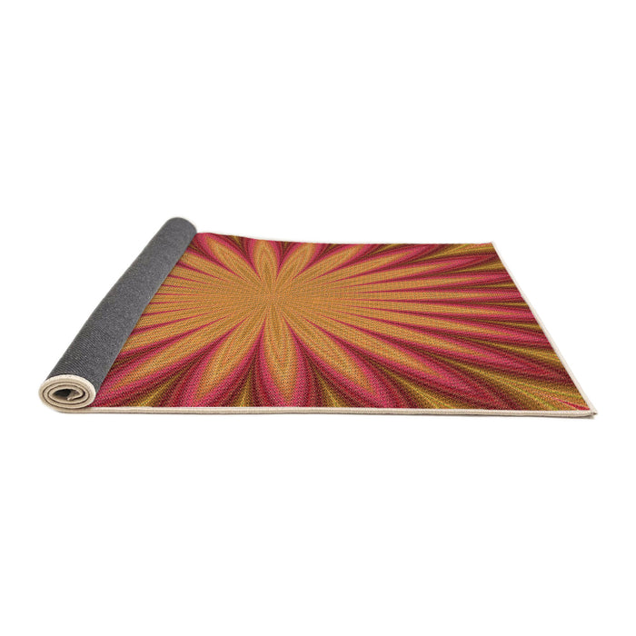 Thickness of Patterned Neon Orange Rug, pat2687org