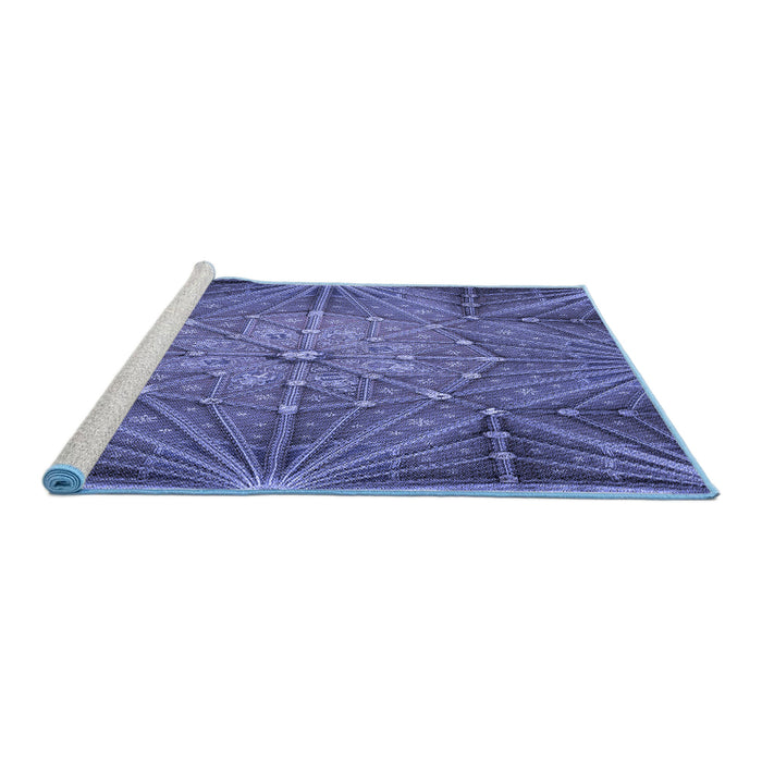Sideview of Machine Washable Transitional Light Slate Blue Rug, wshpat2688blu