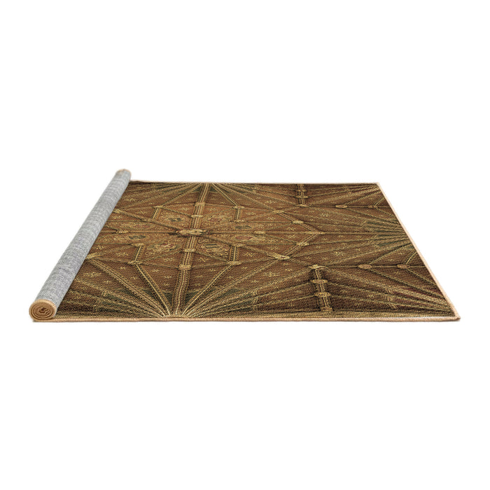 Sideview of Machine Washable Transitional Red Brown Rug, wshpat2688brn