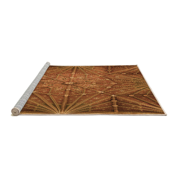 Sideview of Machine Washable Transitional Neon Orange Rug, wshpat2688org
