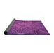 Thickness of Patterned Dark Magenta Purple Rug, pat2688pur