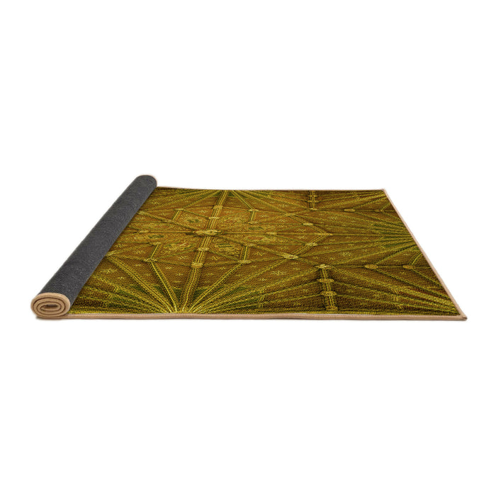 Thickness of Patterned Dark Bronze Brown Rug, pat2688yw