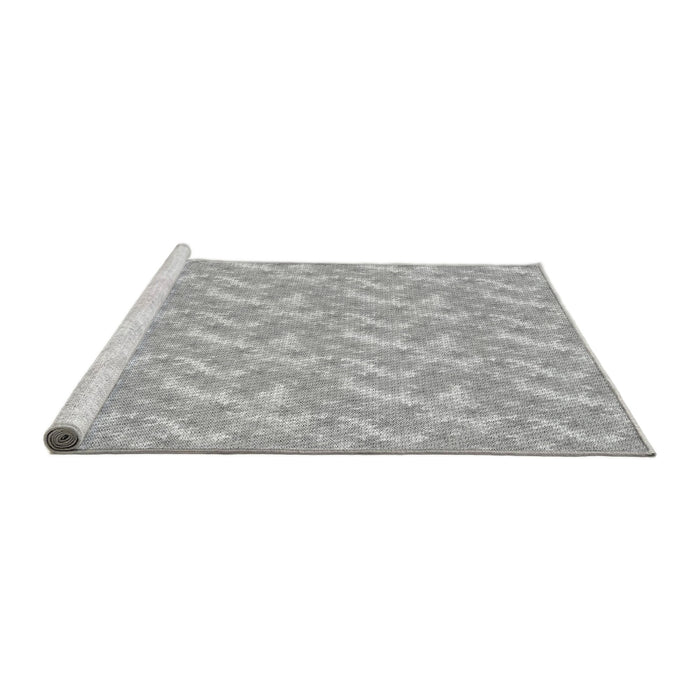 Sideview of Machine Washable Transitional Platinum Silver Gray Rug, wshpat2689gry