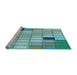 Sideview of Machine Washable Transitional Deep-Sea Green Rug, wshpat2690lblu