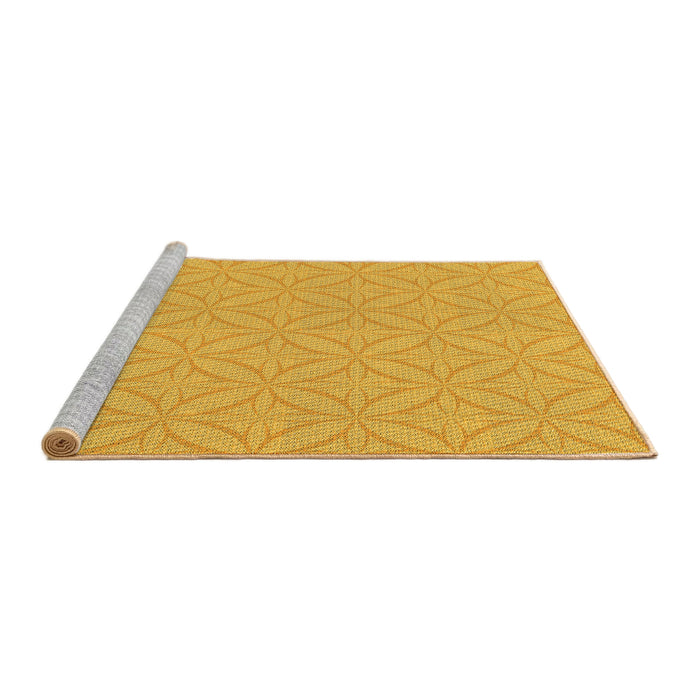 Sideview of Machine Washable Transitional Deep Yellow Rug, wshpat2691yw