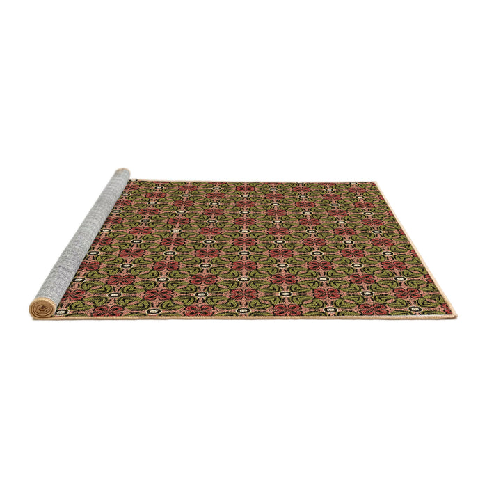 Sideview of Machine Washable Transitional Cinnamon Brown Rug, wshpat2693brn