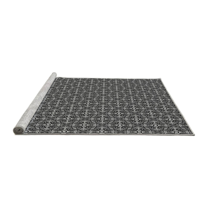 Sideview of Machine Washable Transitional Gunmetal Gray Rug, wshpat2693gry