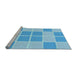 Sideview of Machine Washable Transitional Deep Sky Blue Rug, wshpat2696lblu