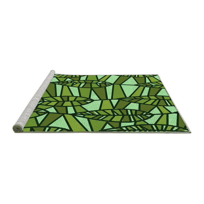 Sideview of Machine Washable Transitional Green Rug, wshpat270grn