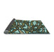 Thickness of Patterned Gunmetal Green Rug, pat270lblu