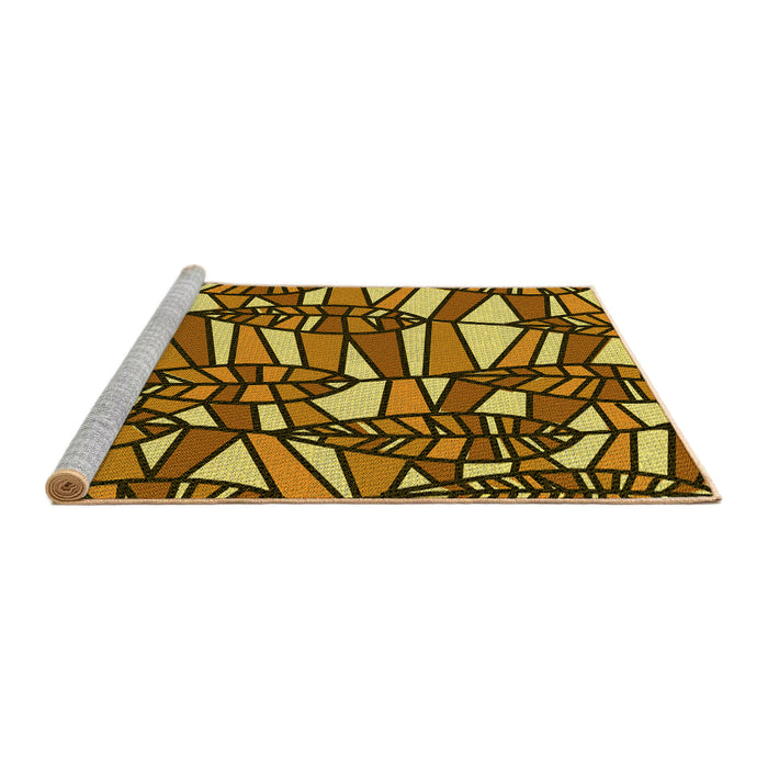Sideview of Machine Washable Transitional Yellow Rug, wshpat270yw