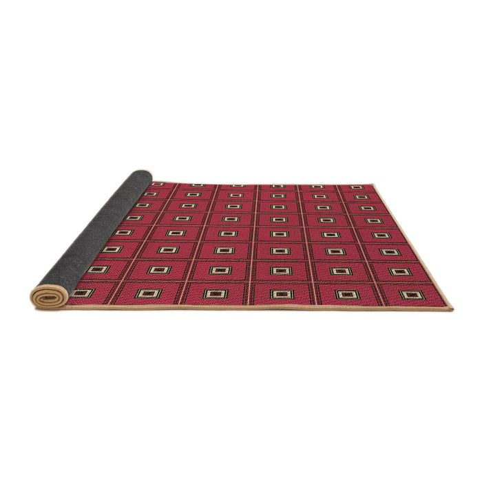 Thickness of Patterned Crimson Red Rug, pat2701brn